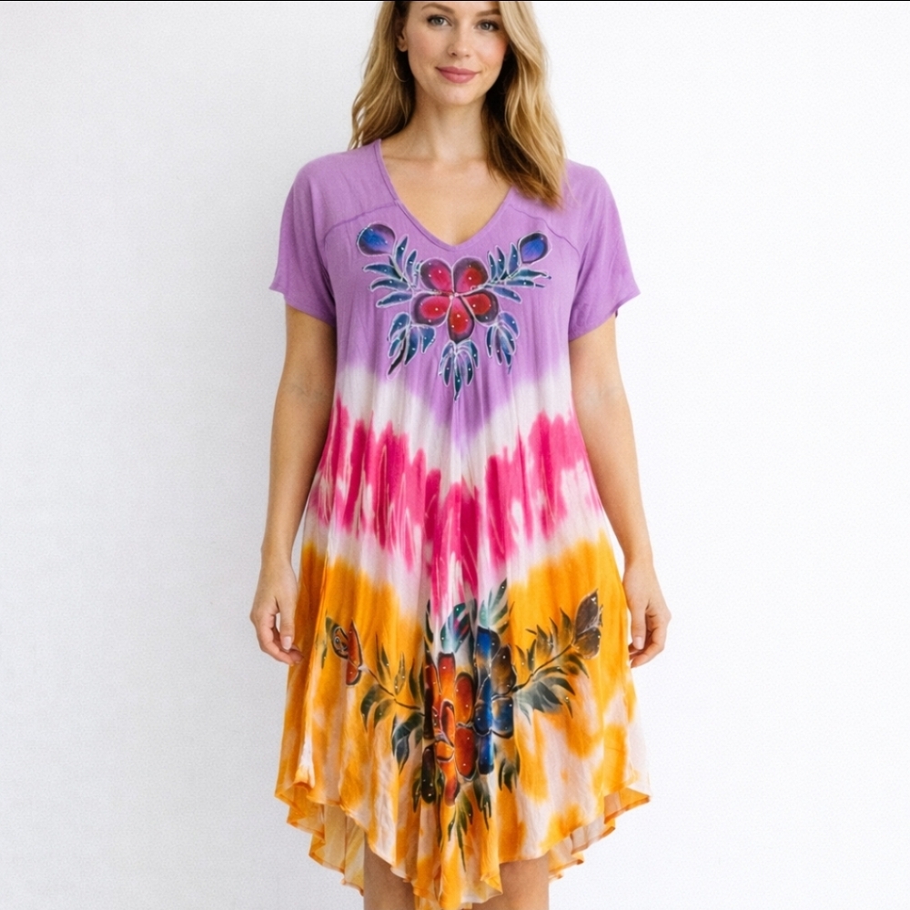 Exist | Elevated Embroidered Boho Waterfall Hemline Rayon Dress